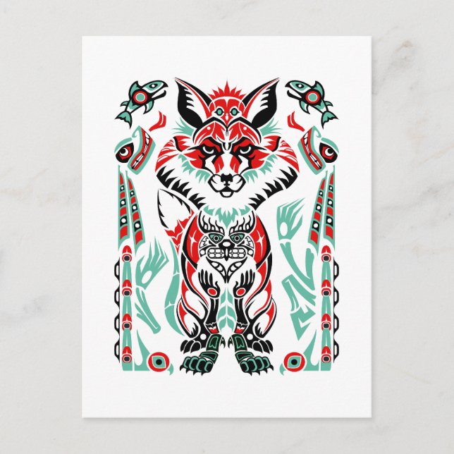 Pacific North Coastal Native American Indian Fox Postcard (Front)