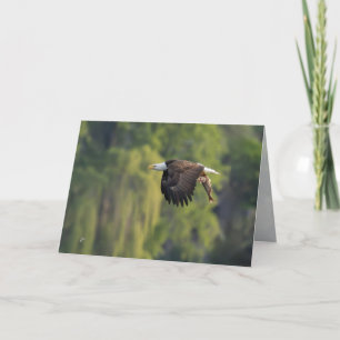 Pacific Northwest Bald Eagle with Salmon Blank Holiday Card