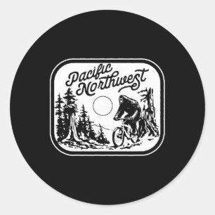 Pacific Northwest Bigfoot Mountain Biking Sasquatc Classic Round Sticker
