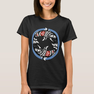 Pacific Northwest Double Salmon Coho Yin-Yang Coas T-Shirt
