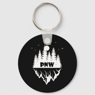Pacific Northwest Forest Mountain Retro Outdoors Keychain