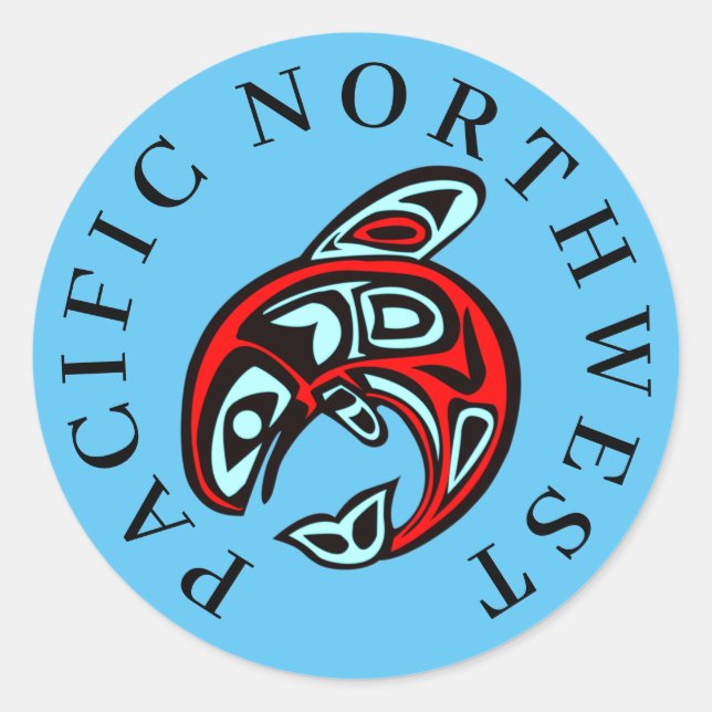 Pacific Northwest Native Orca Art Killer Whale Classic Round Sticker (Front)