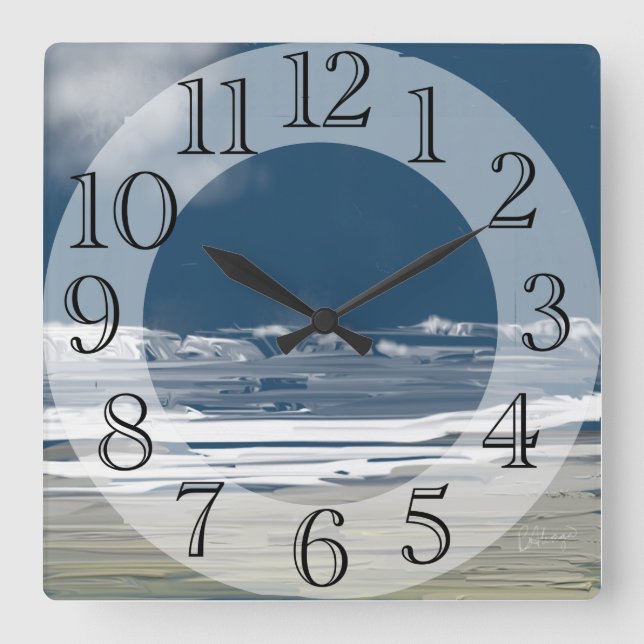 Pacific Northwest Ocean Dreams Square Wall Clock (Front)