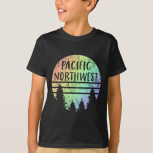 Pacific Northwest Rainbow Weathered Design Hiking  T-Shirt