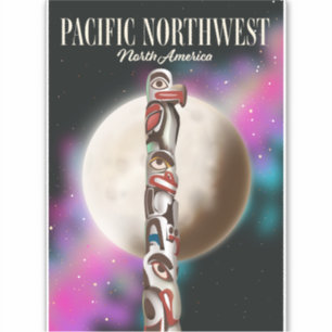 Pacific Northwest Totem pole travel poster