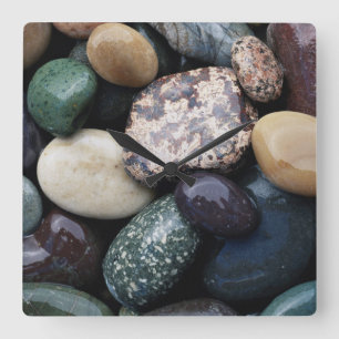 Pacific Northwest USA, Colourful river rocks Square Wall Clock