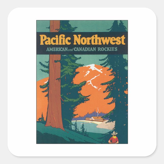 Pacific Northwest Vintage Square Sticker (Front)