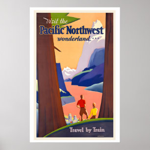 Pacific Northwest Wonderland North America Vintage Poster