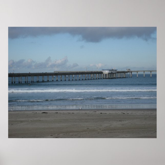 Pacific Ocean and the Ocean Beach Pier. Poster (Front)