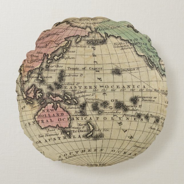 Pacific Ocean, British Islands Round Pillow (Front)