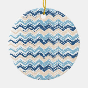 Pacific Ocean Chevron Pattern Ceramic Ornament