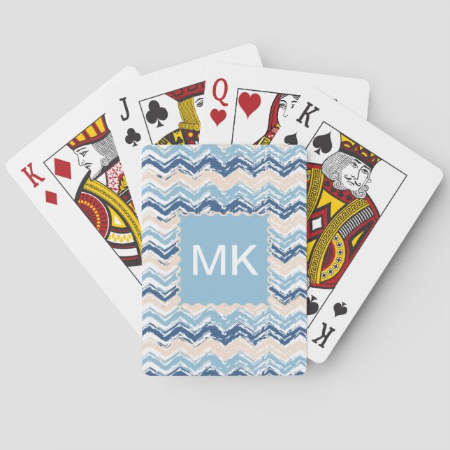 Pacific Ocean Chevron Pattern Playing Cards (Back)