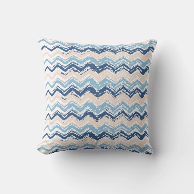 Pacific Ocean Chevron Pattern Throw Pillow (Front)