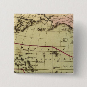 Pacific Ocean Hand Coloured Atlas Map 2 Inch Square Button