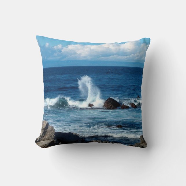 Pacific Ocean Waves Throw Pillow (Front)
