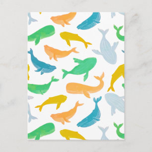 Pacific Ocean Whale Nautical Watercolor Postcard
