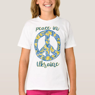 Pacific peace sign quote in Ukrainian flag colours T-Shirt
