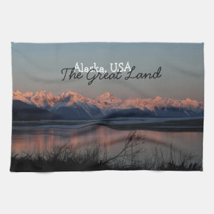 Pacific Sunset; Alaska Souvenir Kitchen Towel