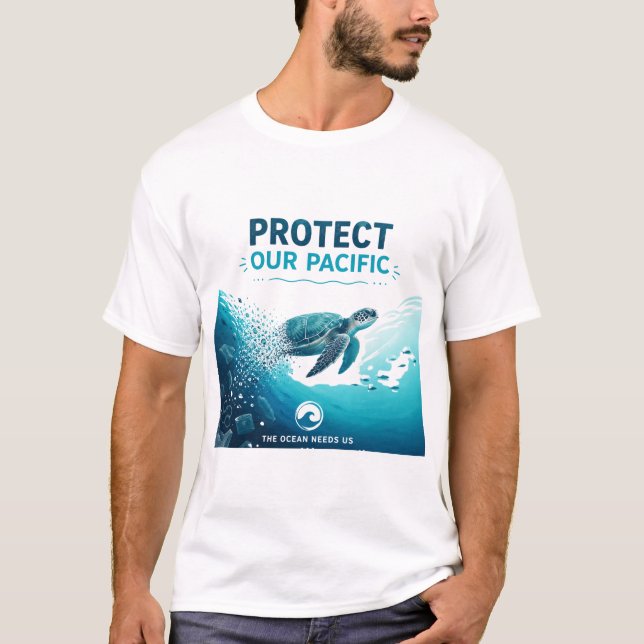 Pacific Turtle Ocean Awareness Art T-Shirt (Front)