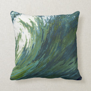 Pacific Wave Blue, Green & Grey Fabric Pillow