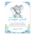 Pacifier Hunt Blue Boy Elephant Baby Shower Peanut