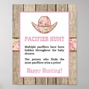 Pacifier Hunt Cowgirl Baby Shower Sign