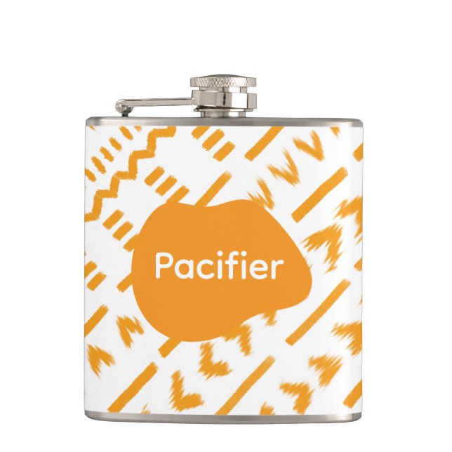 Pacifier Mudcloth African Pattern In White Hip Flask (Front)