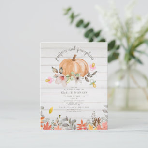 Pacifiers + Pumpkins Fall White Wood Girl Invitation