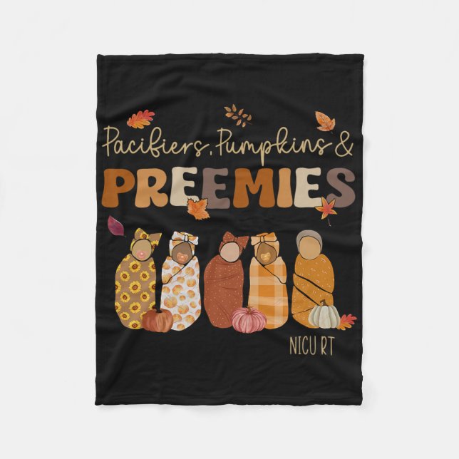 Pacifiers Pumpkins Preemies Nicu Rt Fall Thanksgiv Fleece Blanket (Front)