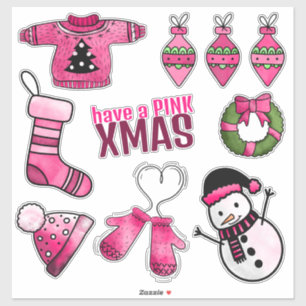 Pack autocollant de Noël rose