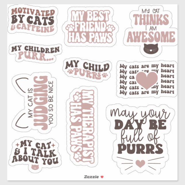 pack cute cats motivational quote aesthetic funny (Sheet)