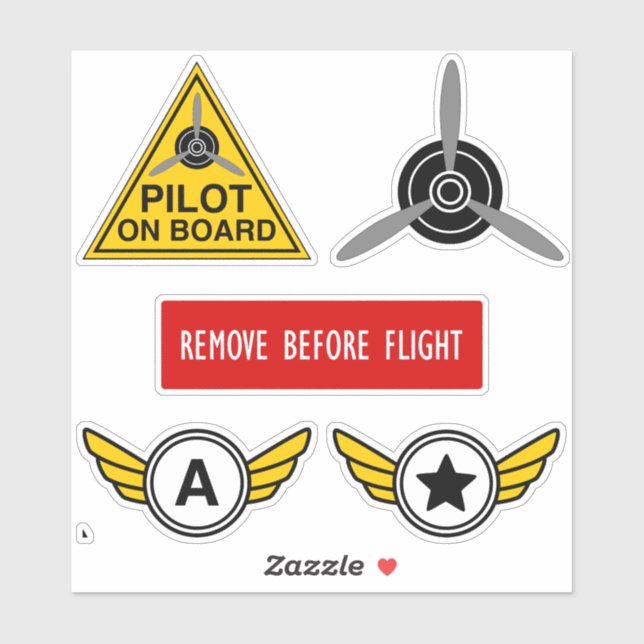 Pack d'aviation avec 5 autocollants pour pilotes (Feuille)
