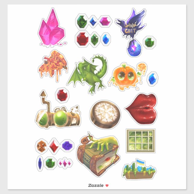 Pack de stickers magiques Cristaux Fantaisie Drago (Feuille)