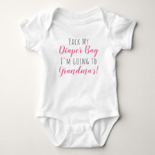 Pack My Diaper Bag I’m Going to Grandmas Pink Girl Baby Bodysuit
