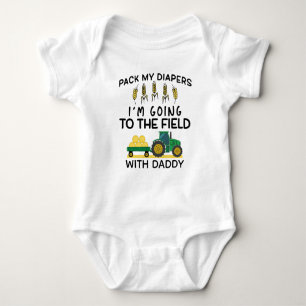 Pack My Diapers I'm Going To The Field With Daddy Baby Bodysuit