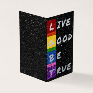 Pack of 25 LGBT Glitter Live Good Be True Card
