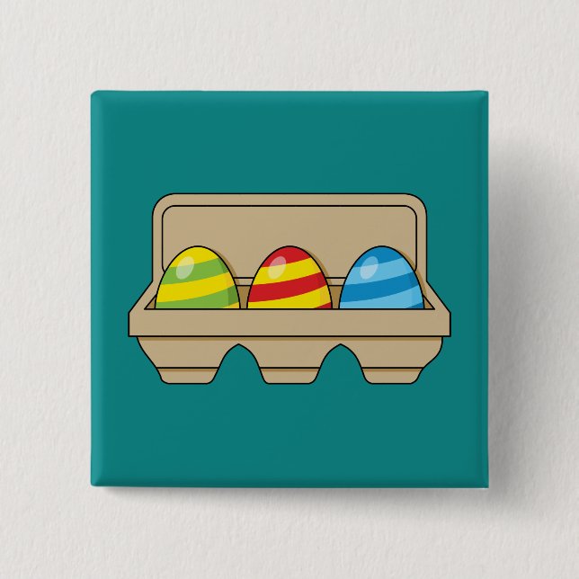 Pack of Colourful Cartoon Easter Eggs 2 Inch Square Button (Front)