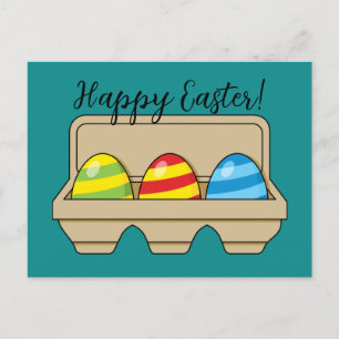 Pack of Colourful Cartoon Easter Eggs Add Text Holiday Postcard