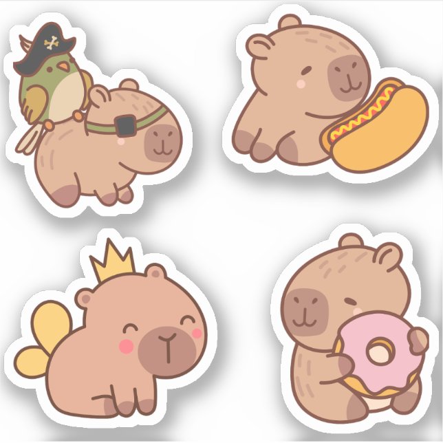 Pack Sticker Capybara mignon - adorable et amusant (Devant)