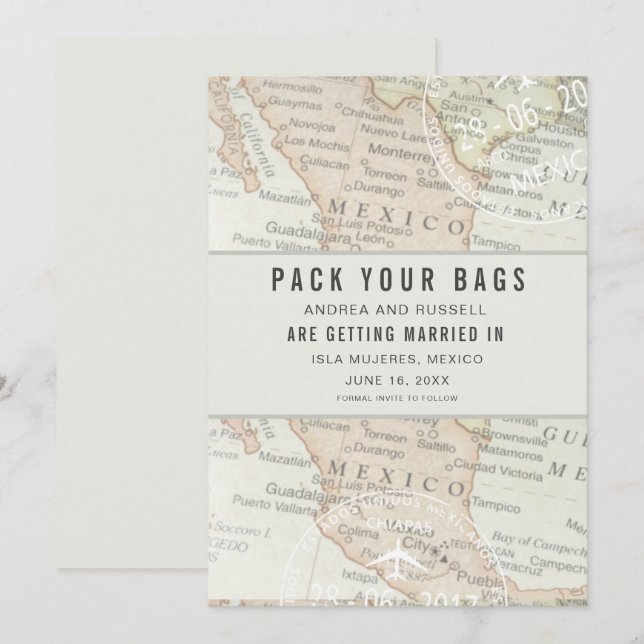 Pack Vos Sacs Mexique Carte Destination Mariage En (Devant / Derrière)