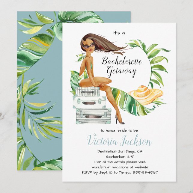 Pack your bags Bachelorette Getaway Luggage Invitation (Front/Back)
