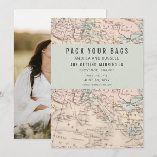 Pack Your Bags Europe Map Destination Wedding Save The Date