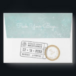 Pack Your Bags | Mexico Destination Wedding Envelo Envelope<br><div class="desc">This custom envelope is the perfect way to announce your destination wedding plans! It features a map of Mexico on a watercolor wash. There are two passport cancellation stamps that reveal the date of your big day. The back flap says "Pack your bags... "</div>