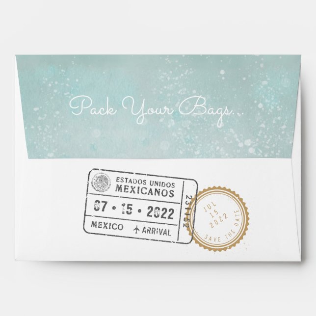 Pack Your Bags | Mexico Destination Wedding Envelo Envelope (Back (Top Flap))