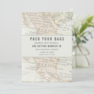 Pack Your Bags Mexico Map Destination Wedding Save The Date