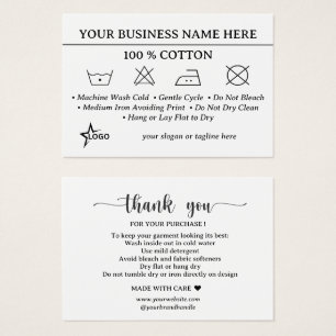 Package Insert Clothing Care Instruction Card