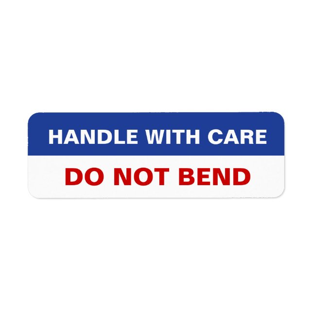 Package sticker Handle with Care Do Not Bend (Front)