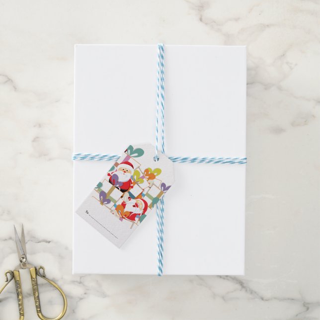 Package Tag - Santa Gift Tag - Personalized (With Twine)