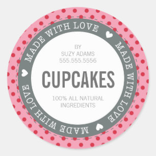 PACKAGING PRODUCT LABEL made with love pink red