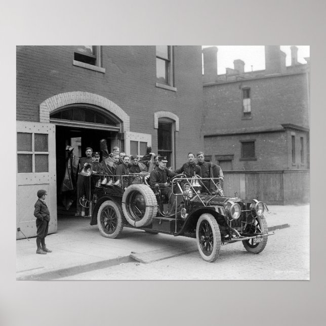 Packard Fire Squad, 1911. Vintage Photo Poster (Front)
